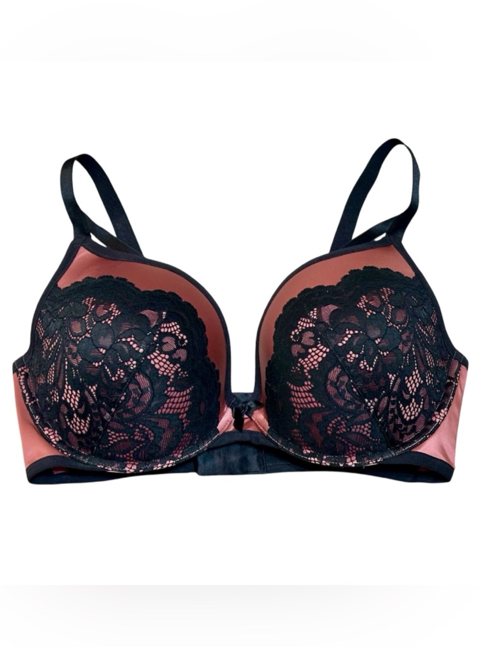 Torrid curve Push up Plunge bra size 40 DDD pink black lace